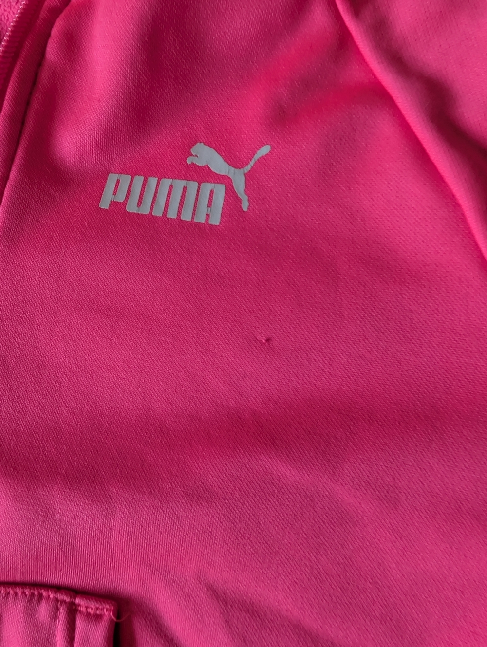 Puma Neon Pink Grey Athletic Hoodie Sweatshirt Legging Set Sz 5 Geometric Print image 3